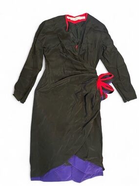 Pia Rucci Black Silk Wrap Dress